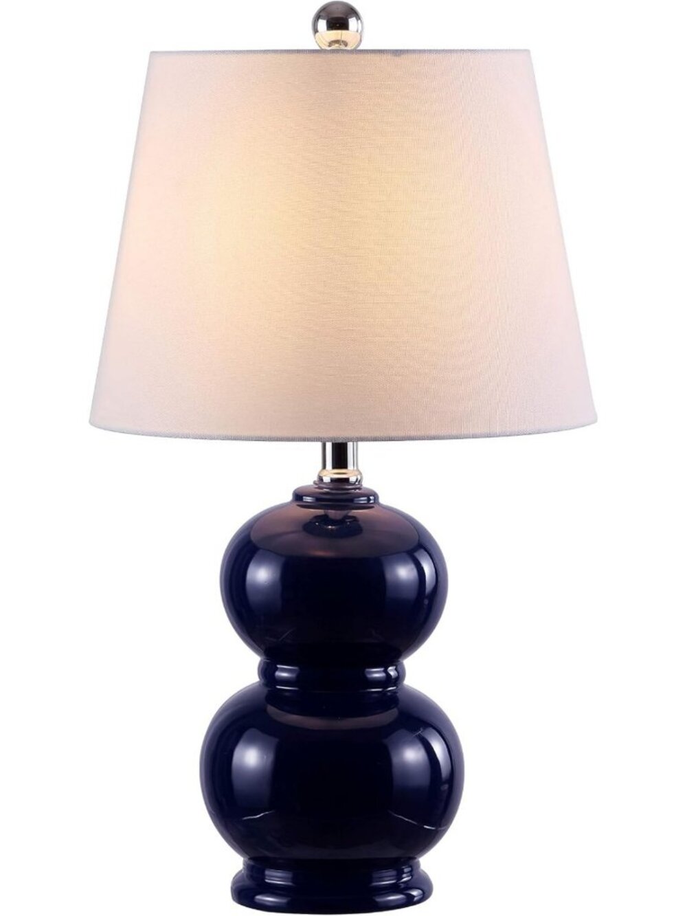 Modern Navy Ceramic Double Gourd Table Lamp - 22" for Bedroom, Living Room